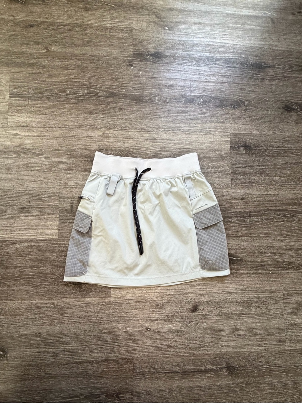 lululemon athletica Cream Mini Skirt with Gray Cargo Panels